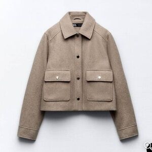 Zara Soft Cropped Brown Jacket